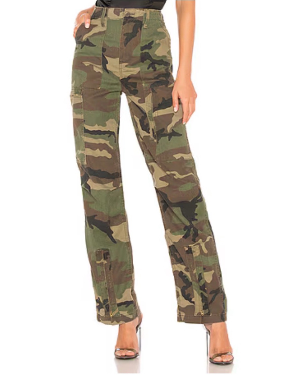 NWT RE/DONE Camo Originals High Waisted Cargo Pants Ankle Length Size 26